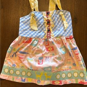 Matilda Jane Blue and White Checkered Dress with Yellow Straps